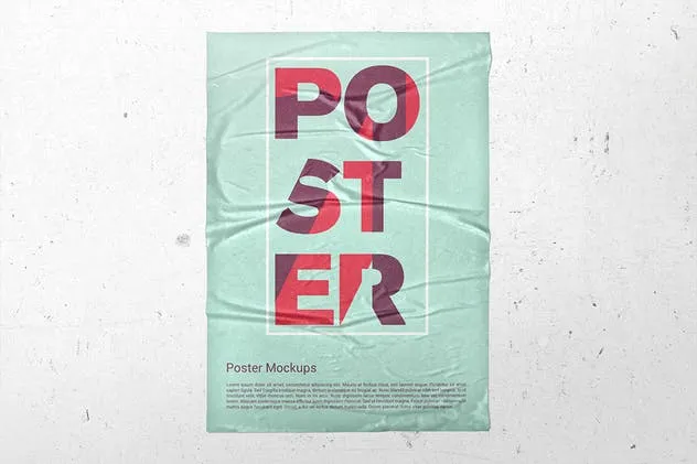 胶合效果广告海报设计样机 Poster Glued Effect Mockups插图(2)