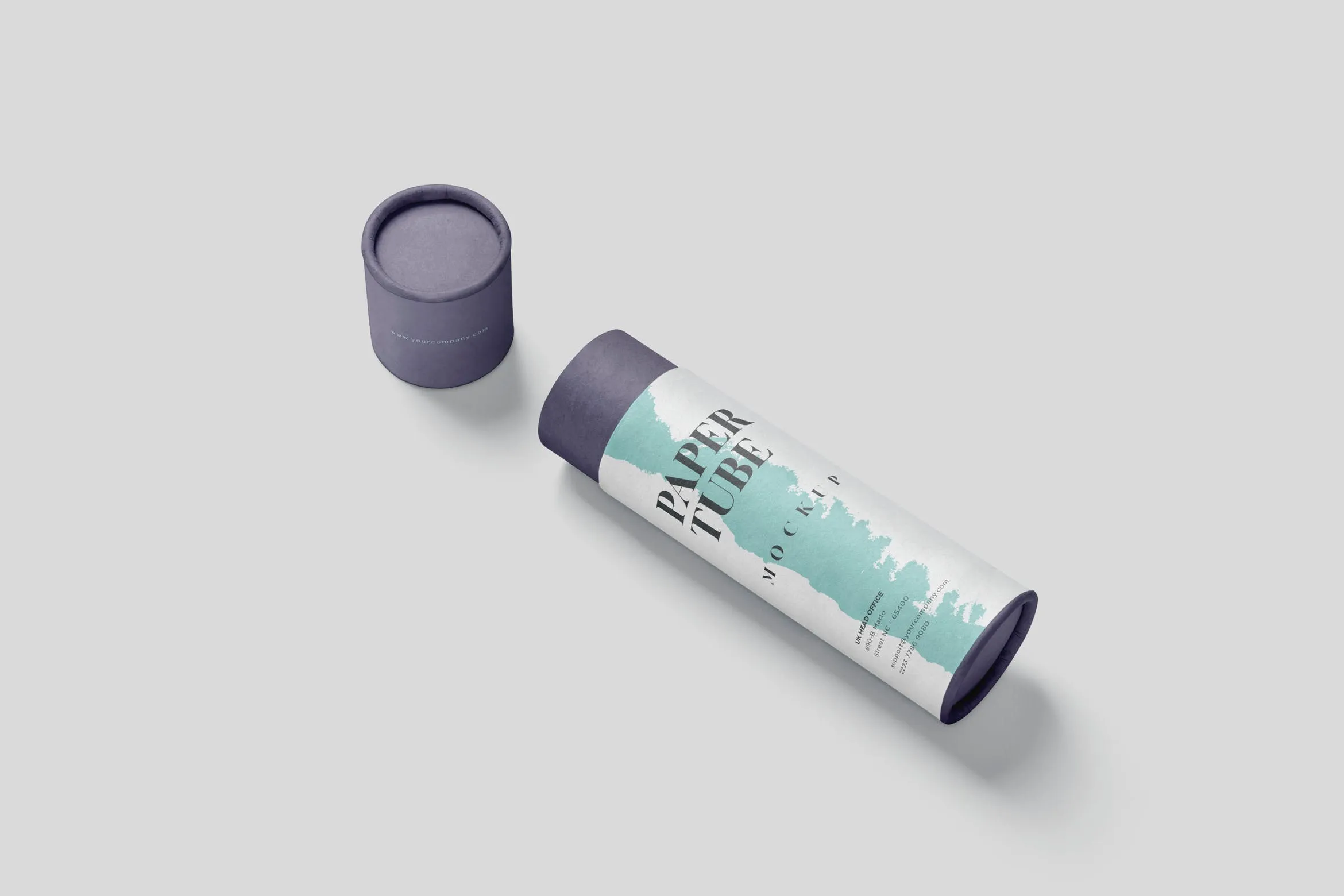 长纸管包装外观设计像素设计精选模板 Paper Tube Mockup Set#8211; Slim Medium Size