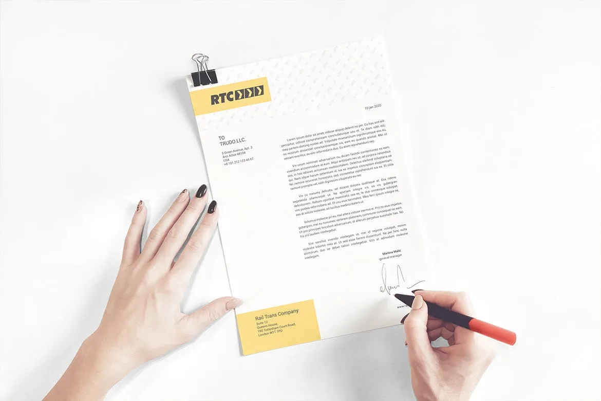 A4纸张/商业信函/信头印刷图素材库精选模板 A4 Paper / Business Letter / Letterhead Mockup插图(3)