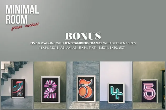 数字艺术作品展示样机模板合集 Minimal Room – Frames Mockups插图(5)