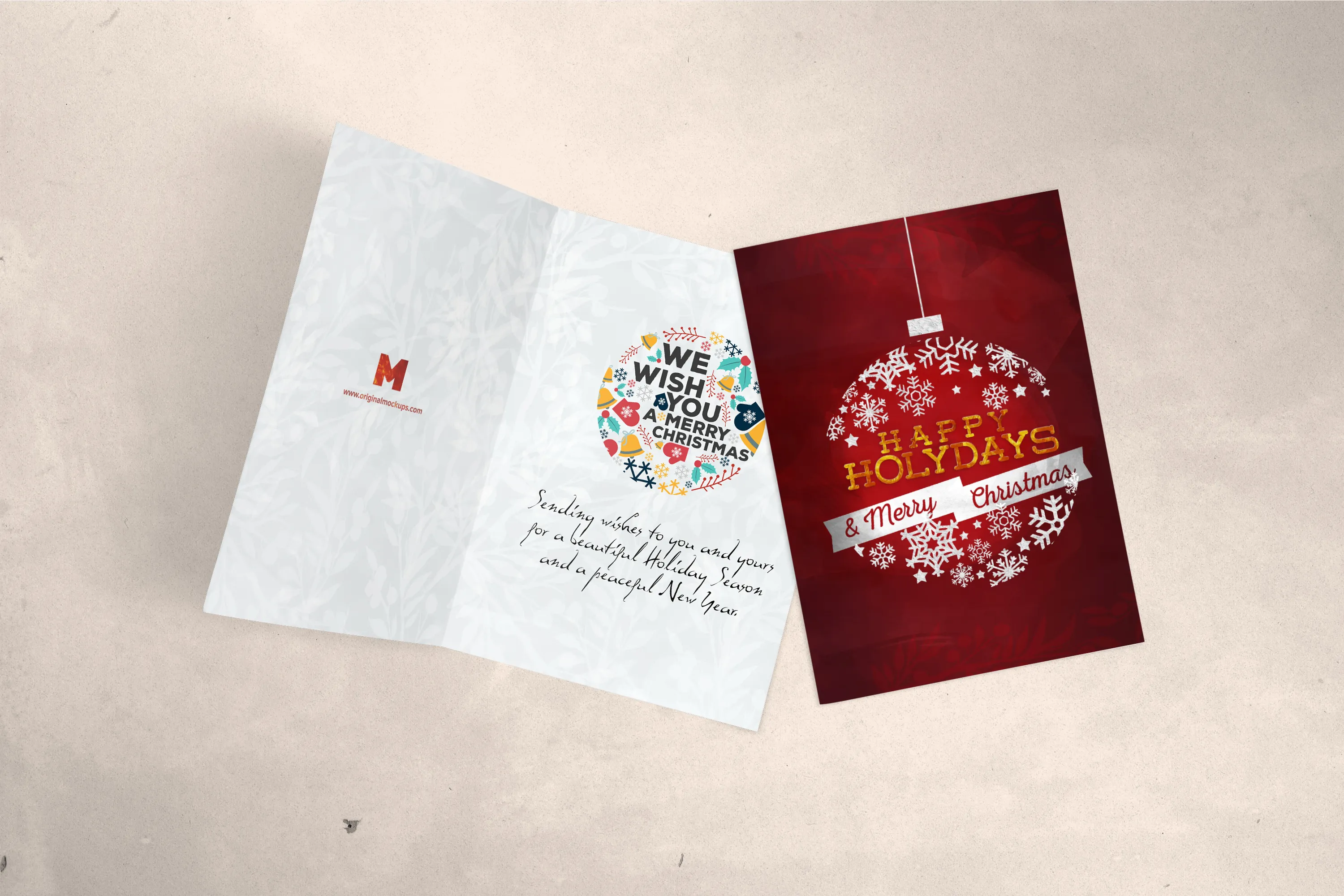 贺卡封面及内页排版设计图预览样机06 Greeting Card Mockup 06插图(1)