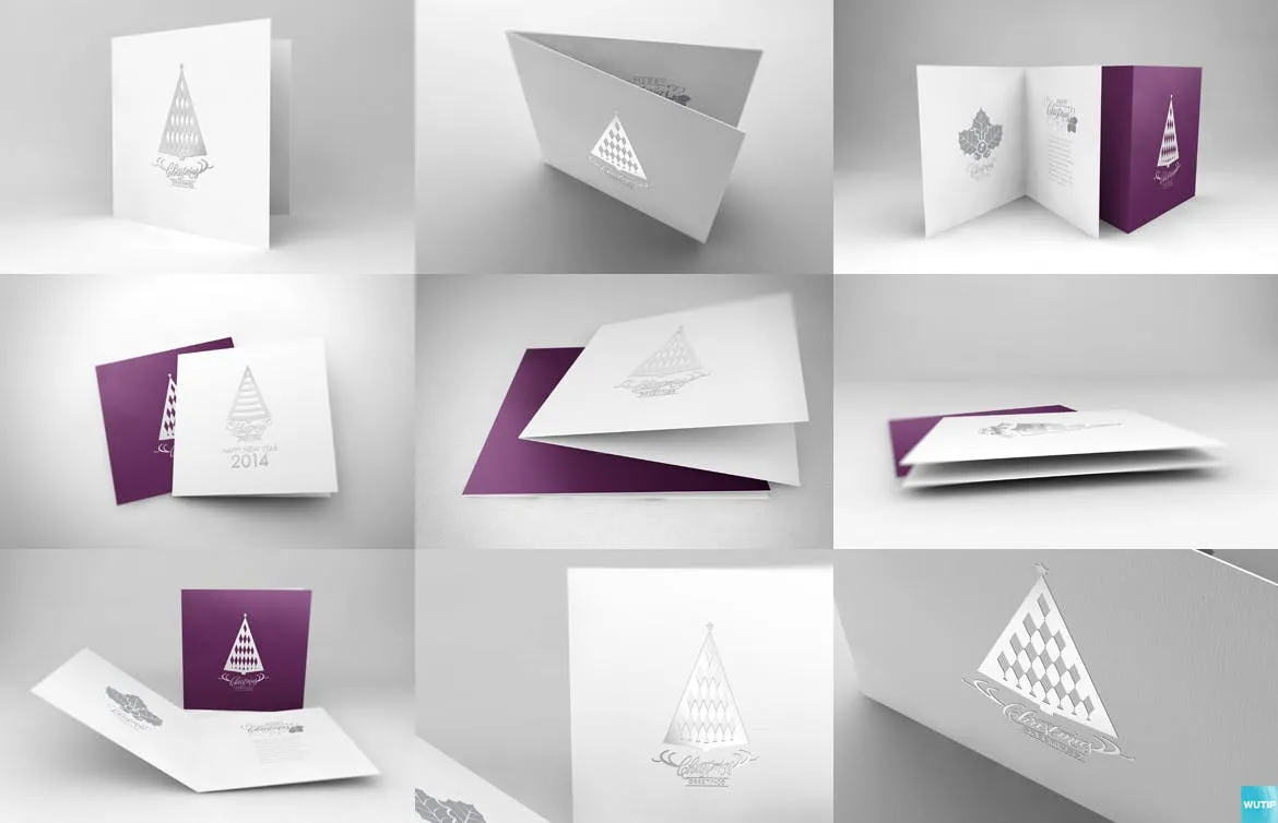 真实质感的新年圣诞节贺卡设计VI样机展示模型mockups插图(3)