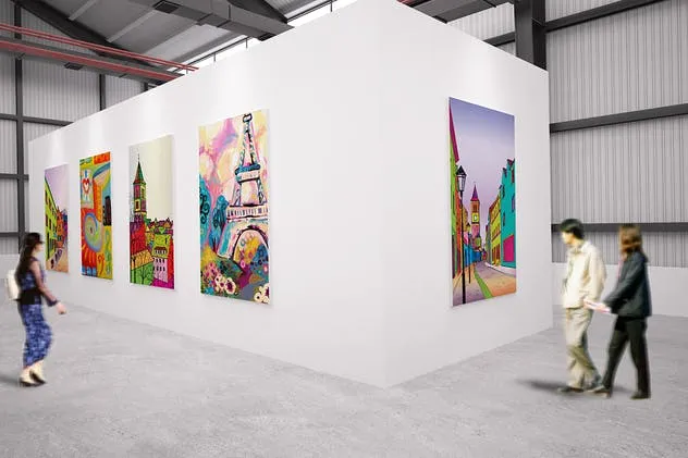 展览馆绘画作品艺术品展示样机Vol.3 Exhibition Mockup [vol3]插图(2)