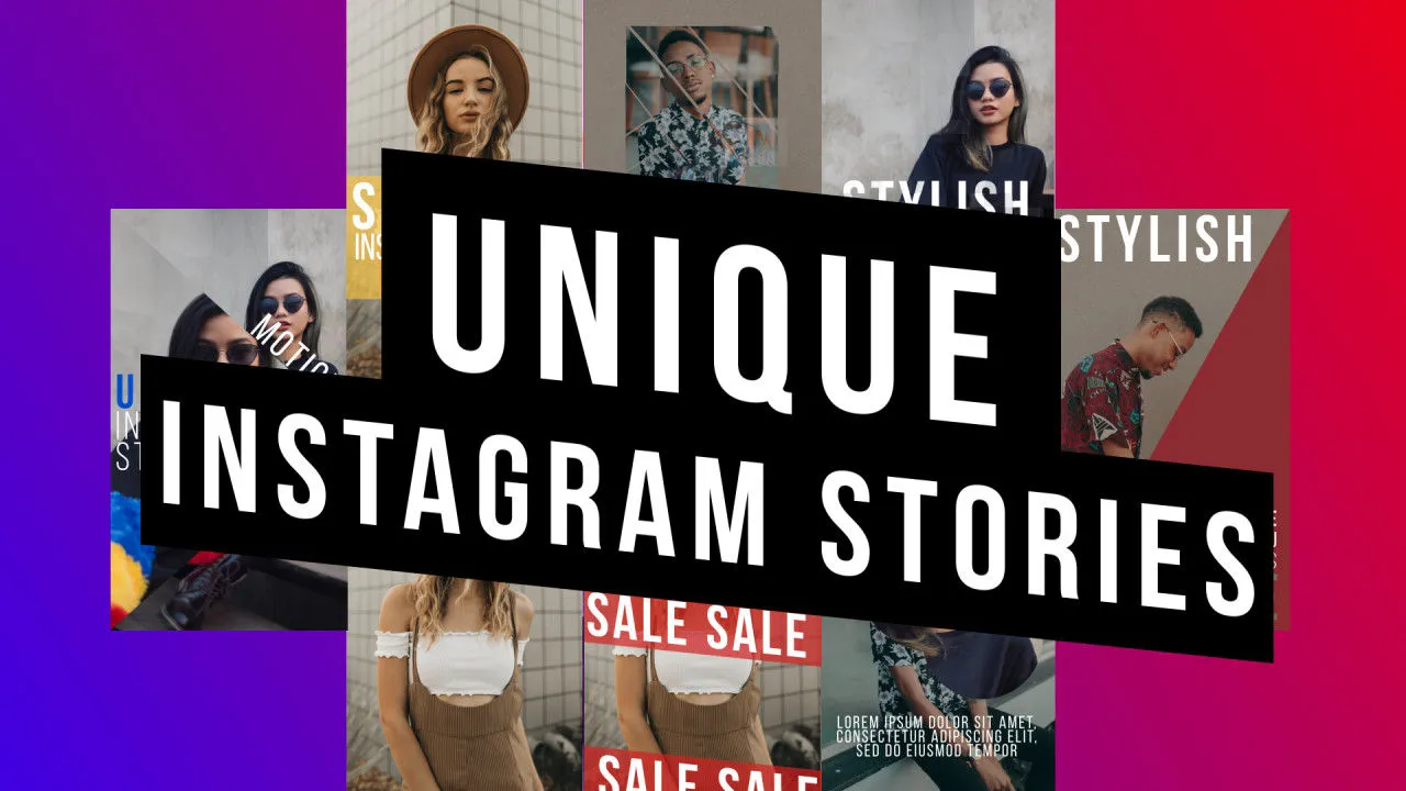 9个动态动画的Instagram独特故事像素设计精选AE模板