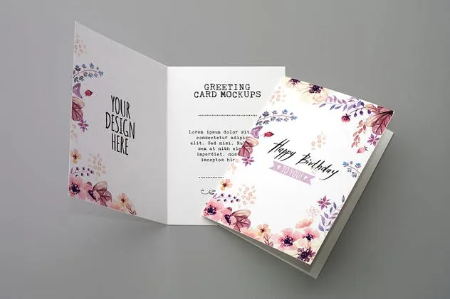 生日/派对/婚礼邀请函贺卡样机v2 Invitation & Greeting Card Mockups v2插图(1)