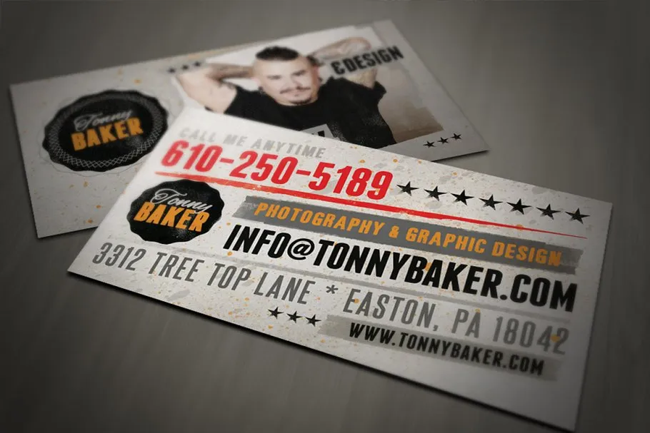 特色垃圾摇滚风格名片模板 Grunge Business Card Template 01插图(1)