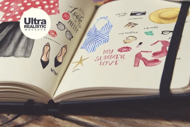 水彩画创作画室场景袖珍笔记本样机模板v1 Pocket Notebook插图(3)