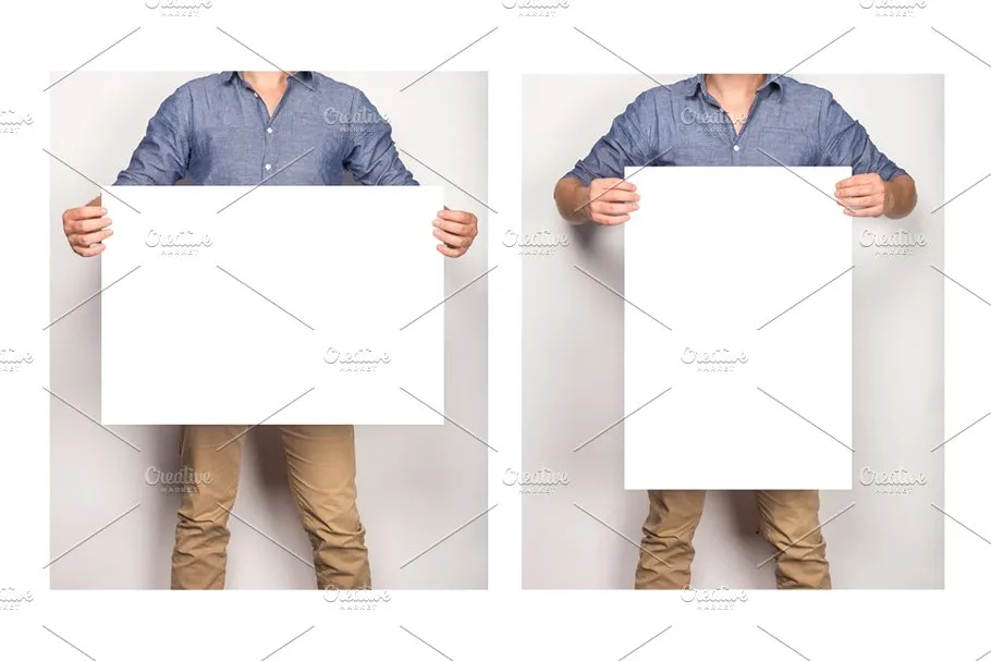 手持艺术作品展示样机模板 Artwork Presentation Mockup Male插图(1)