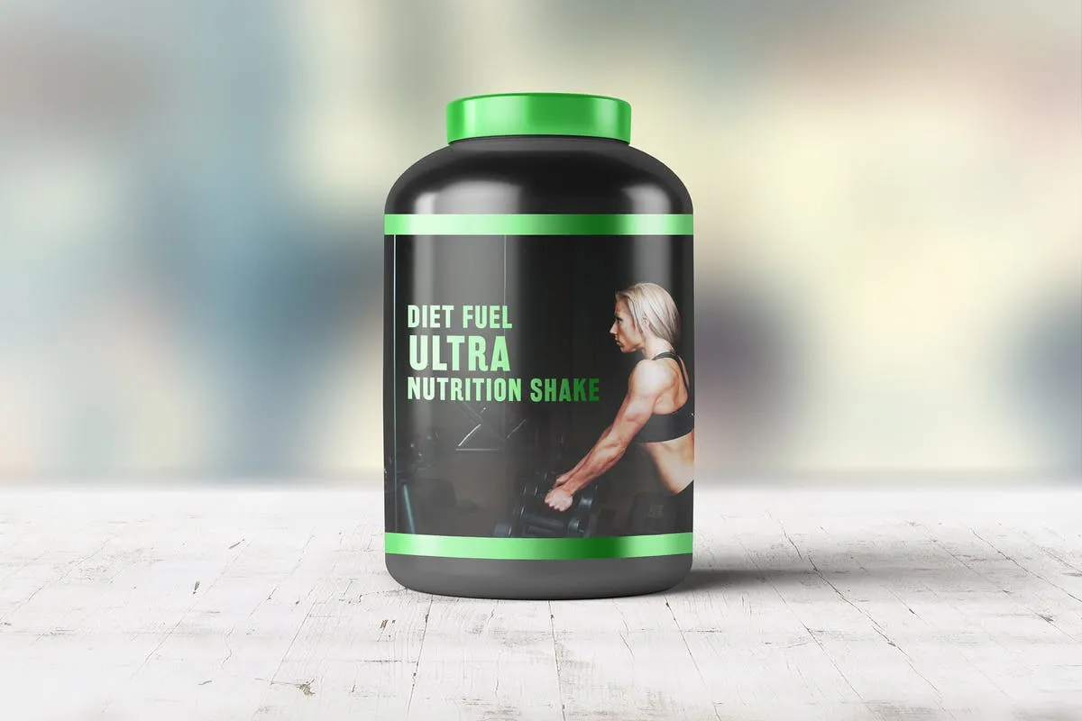 运动营养补充剂包装瓶外观设计样机模板 Sports Nutrition Supplements Bottle Mock-Up插图