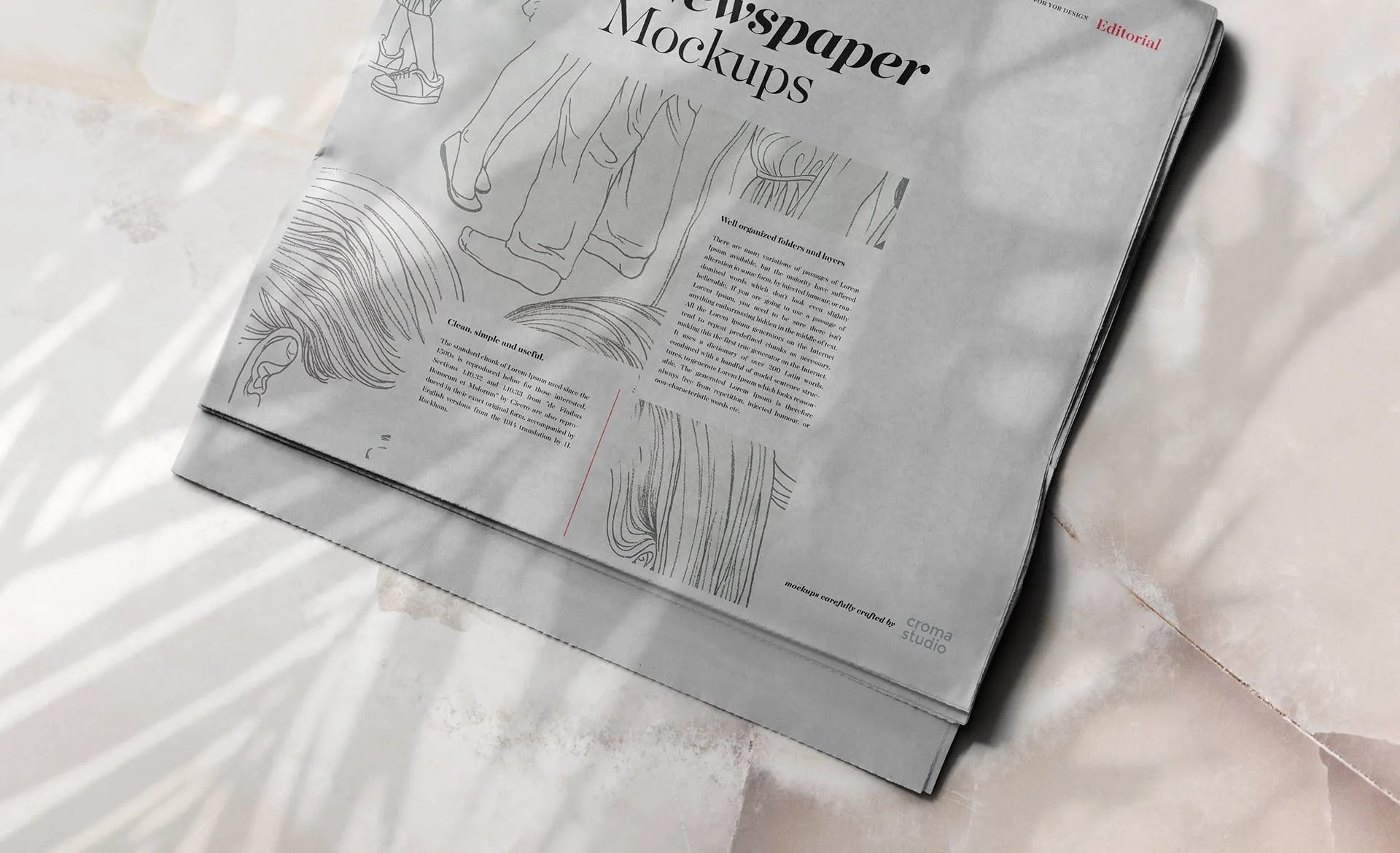 新闻报纸排版印刷局部效果图样机 Newspaper Mockups插图(3)