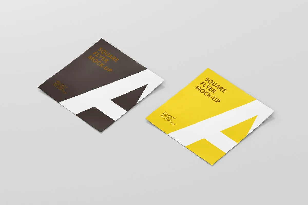 方形企业介绍宣传传单设计PSD样机 Square Flyer Mock-Up插图