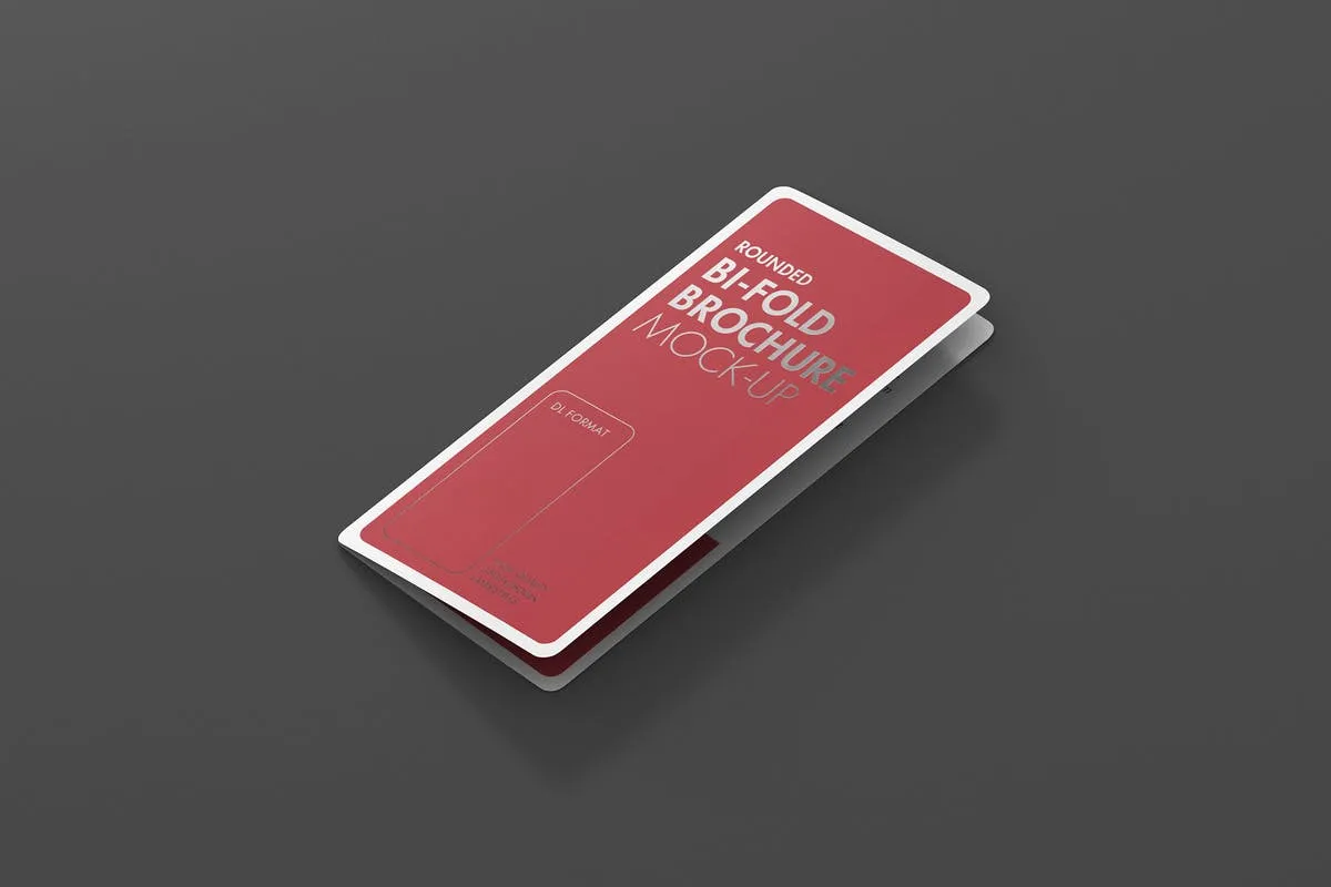 圆角折页小册传单设计样机模板 DL Bi-Fold Brochure Mock-Up#8211; Round Corner