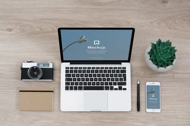 iPhone&Macbook办公桌场景UI设计样机套装Vol.2 Mockup Pack Vol.2 – 06 Photorealistic PSD插图(5)