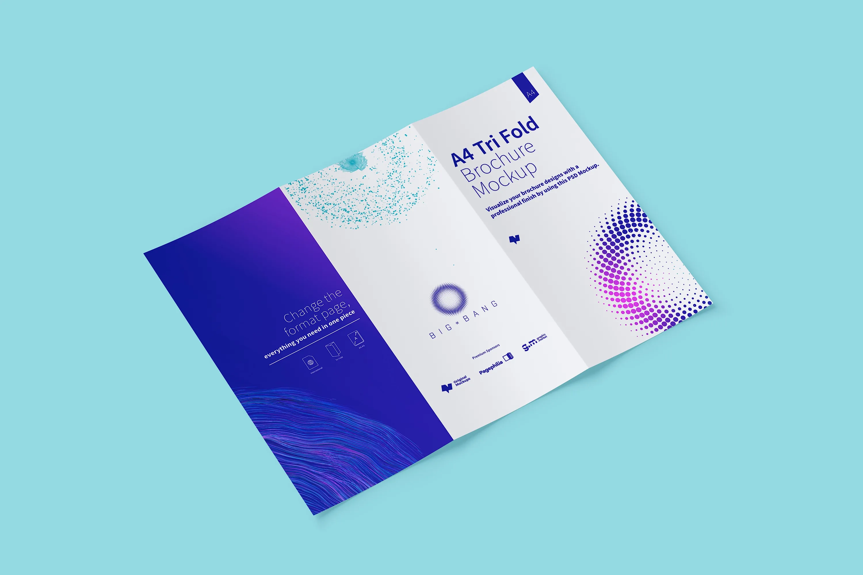 A4三折页折叠传单＆小册子设计效果预览样机02 A4 Trifold Brochure Mockup 02插图(4)