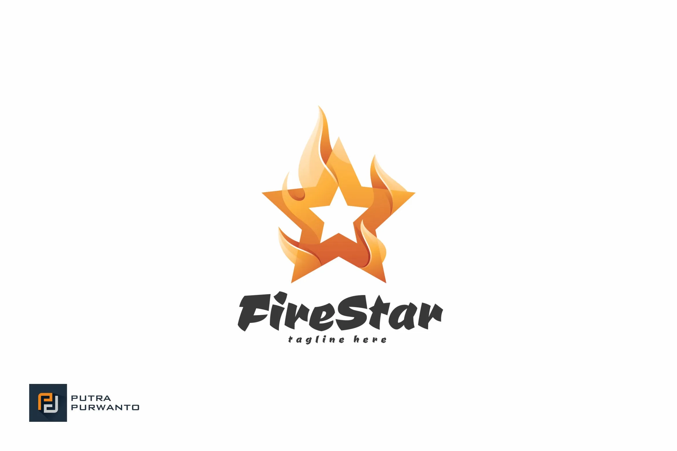 火焰五角星几何图形Logo设计像素设计精选模板 Fire Star#8211; Logo Template