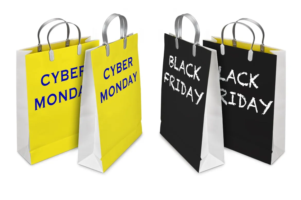 网络星期一&黑色星期五促销日购物袋设计样机02 Business days mockup_02插图(3)