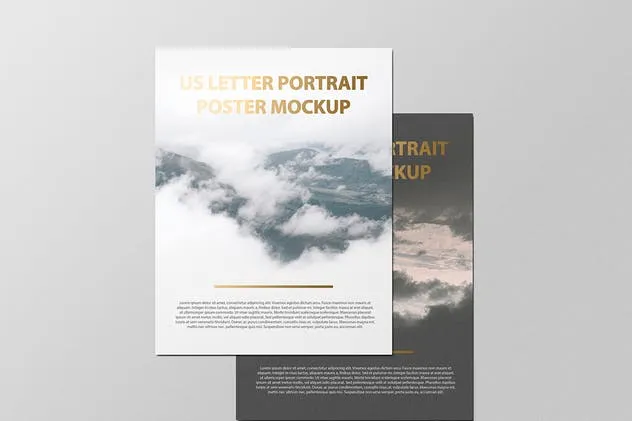 美国信纸规格海报传单/信头样机 US Letter Portait Flyer / Letterhead Mockup插图(4)