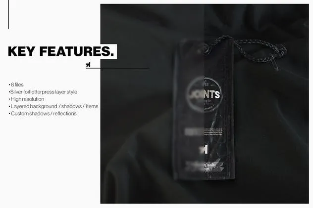 黑色品牌服装吊牌标签样机模板 Black Edition Tag Label Mockup插图(5)