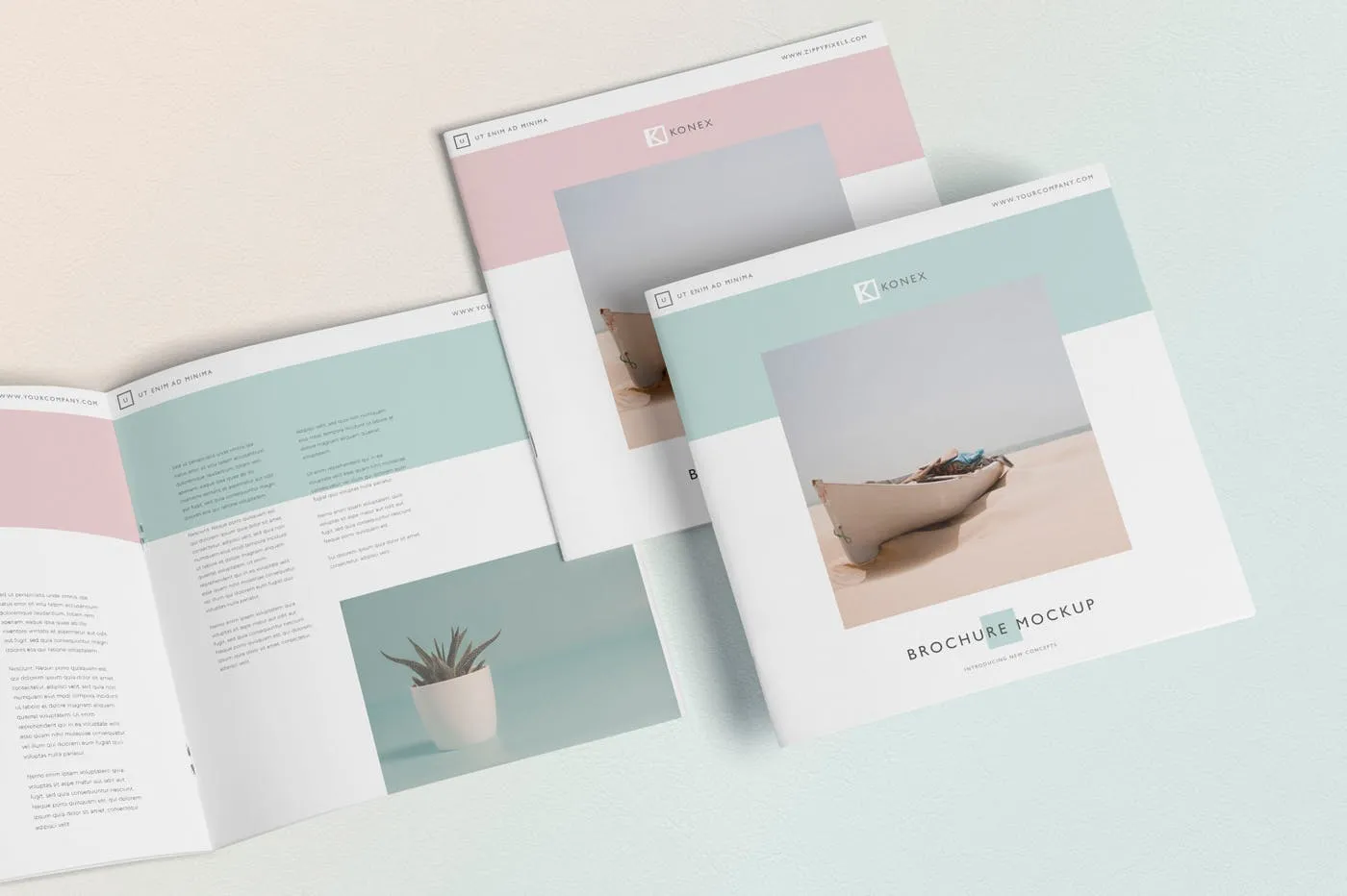 方形小册子企业画册杂志设计效果图样机 Square Brochure – Magazine Mock-Up插图(1)