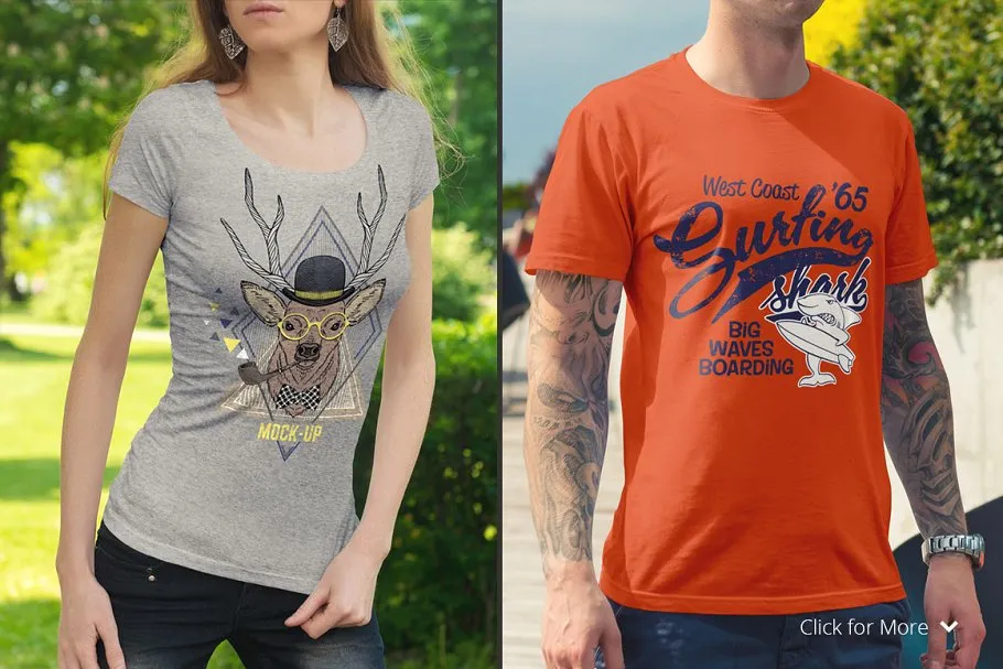 经典简约T恤样机 T-Shirt Mock-Up Set插图(2)