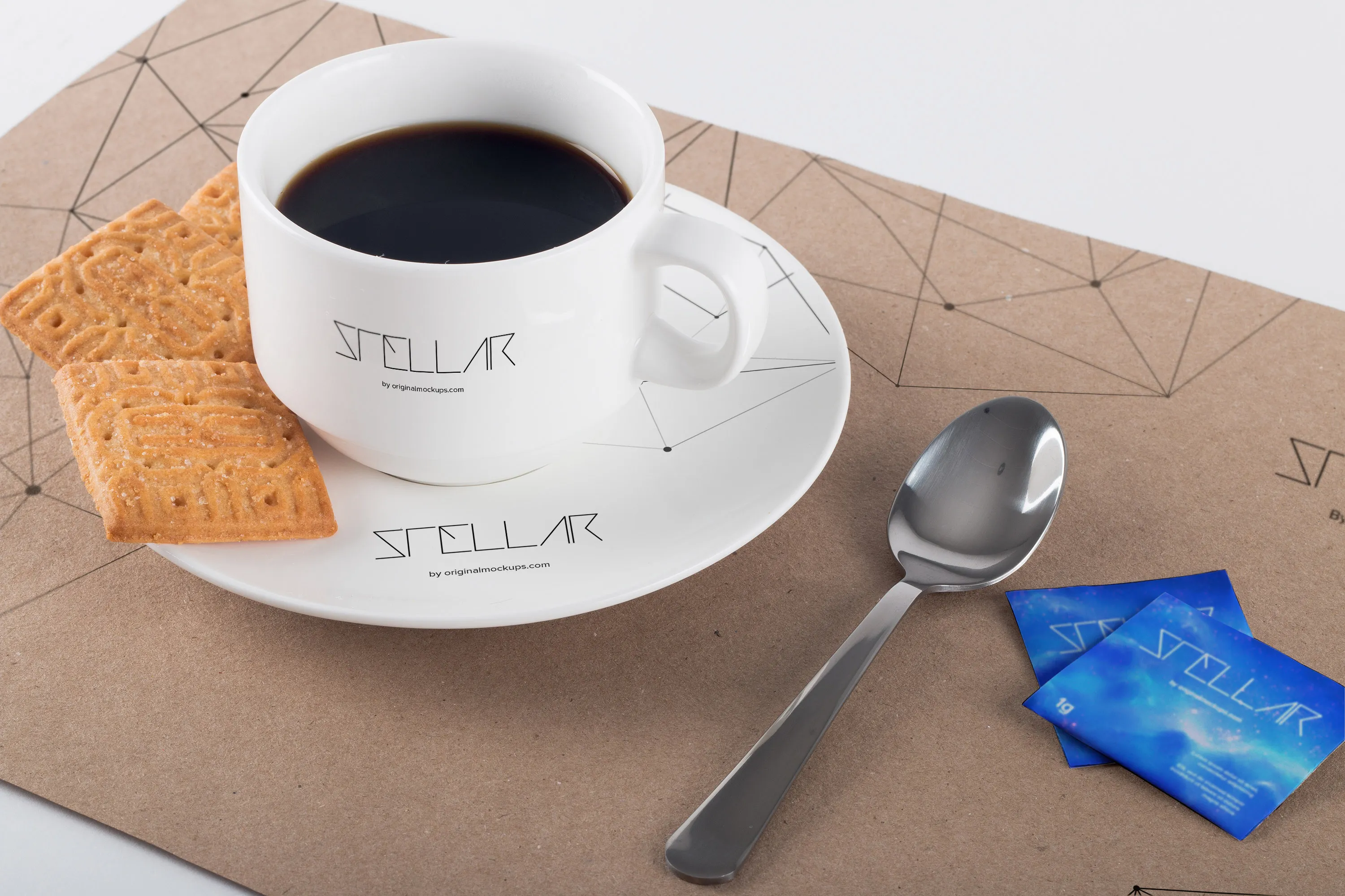 咖啡杯和餐垫餐饮品牌VI设计预览样机01 Coffee Cup and Placemat Mockup 01