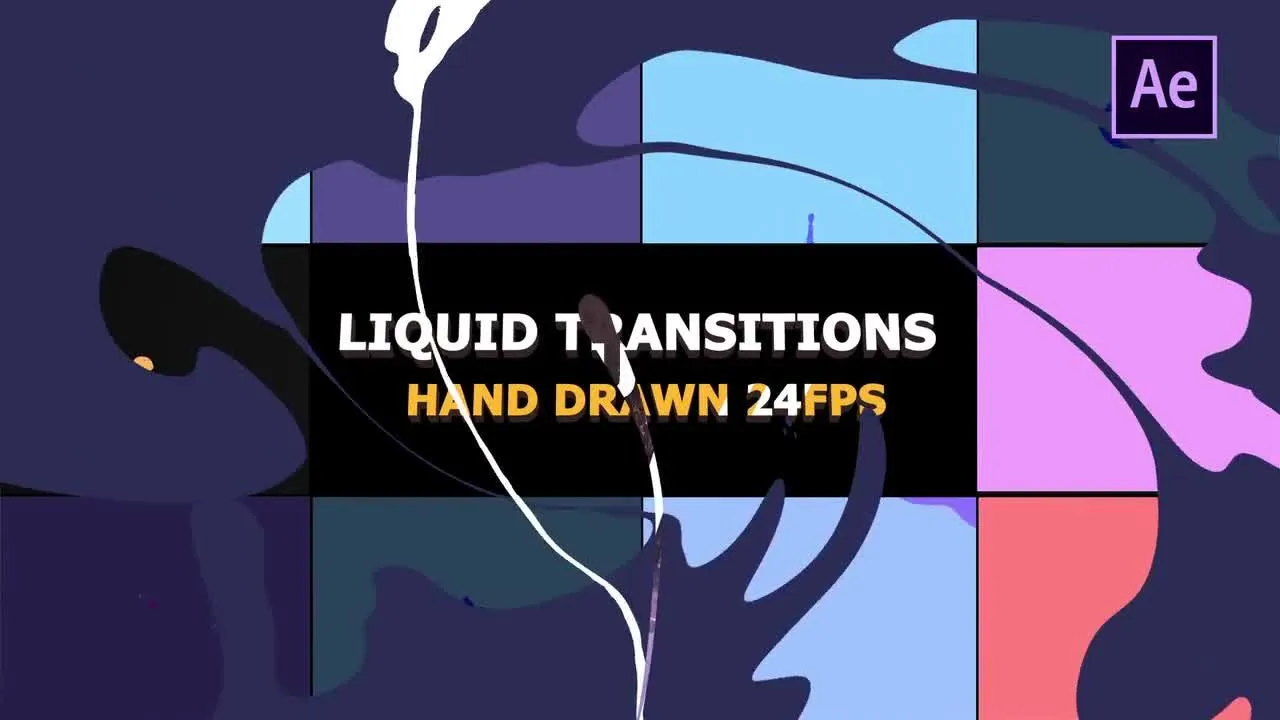 10个有趣的卡通动画液体运动过渡效果ae模板