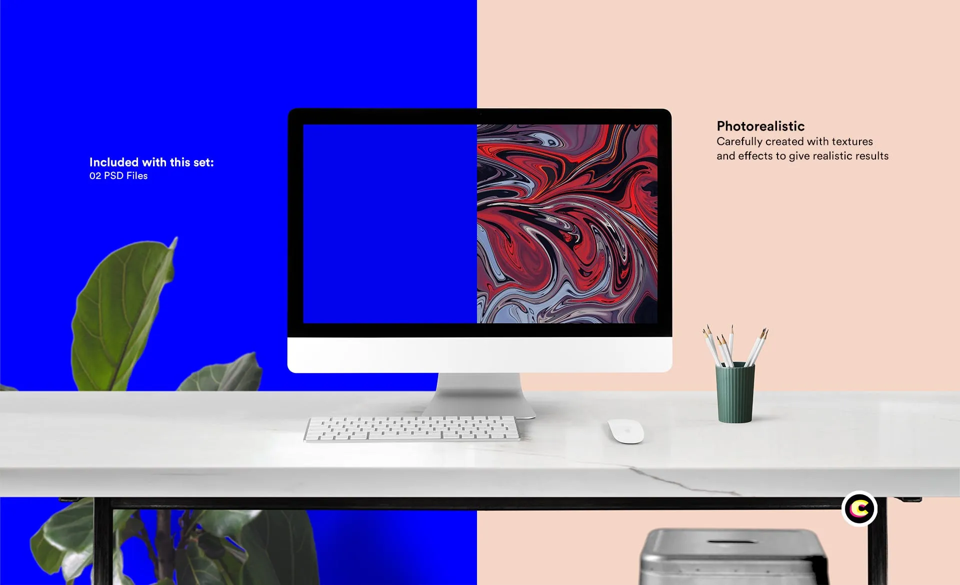 现代简约风办公场景一体机电脑素材库精选样机模板 Desktop Mockups插图(1)