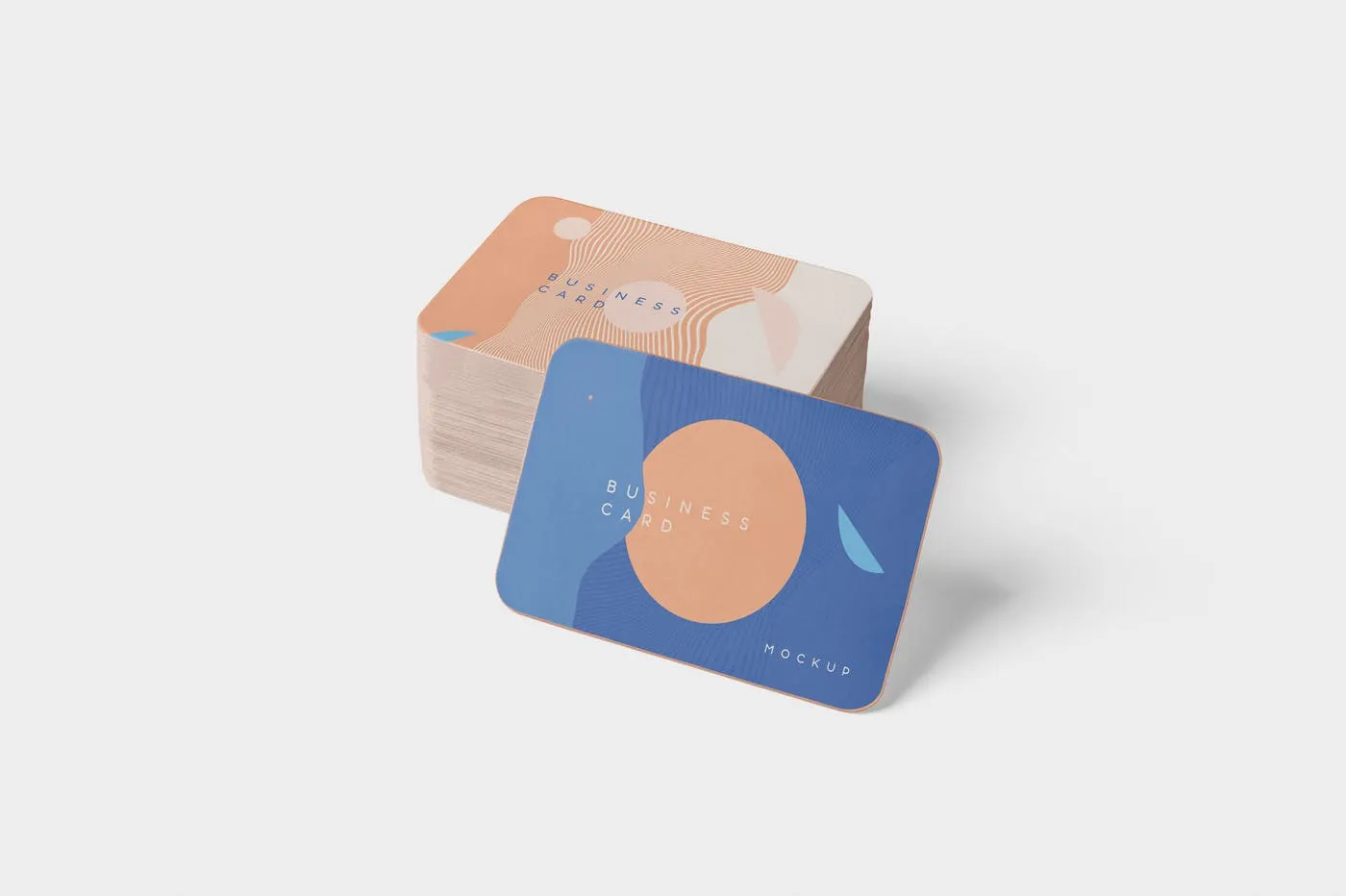 圆角企业名片设计效果图预览样机模板 Business Card Mockup Stack Round Corners插图(3)