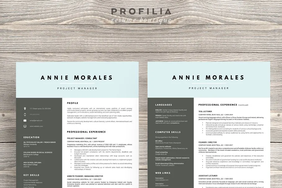 经典实用个人简历标准模板合集 Word Resume & Cover letter Template插图(1)