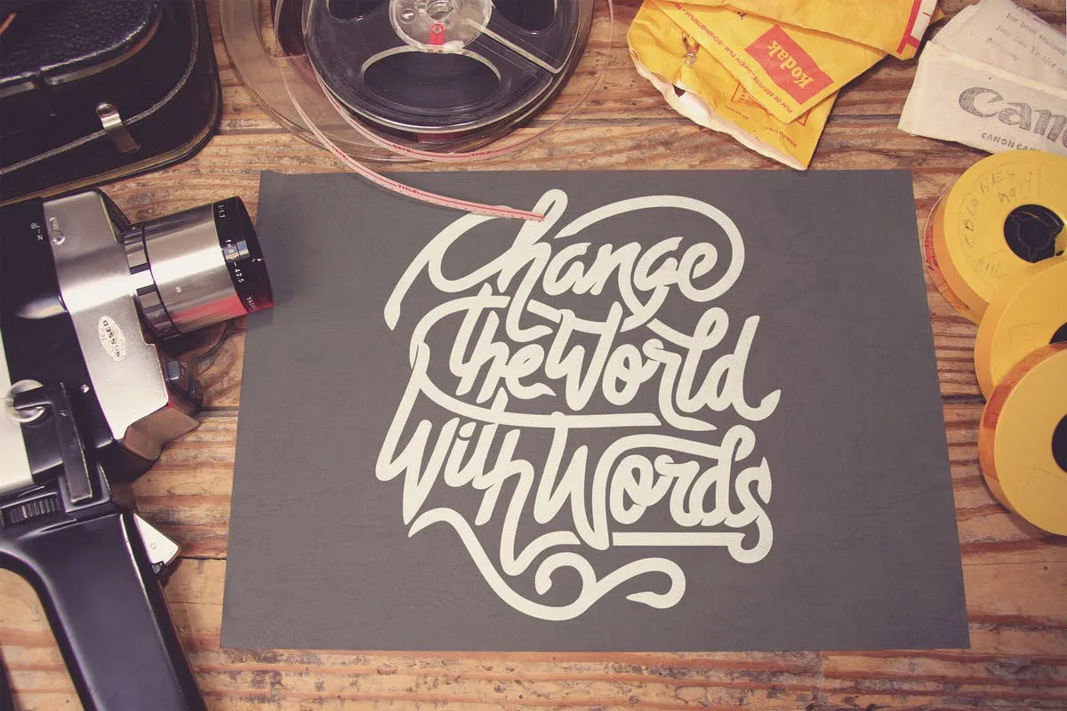 海报设计俯视效果图样机模板 Horizontal Poster Mockup