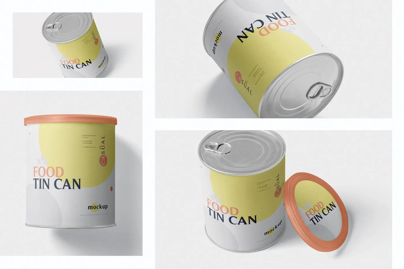 中型食物罐头外观设计样机模板 Food Tin Can Mockup Medium Size – Round插图(1)