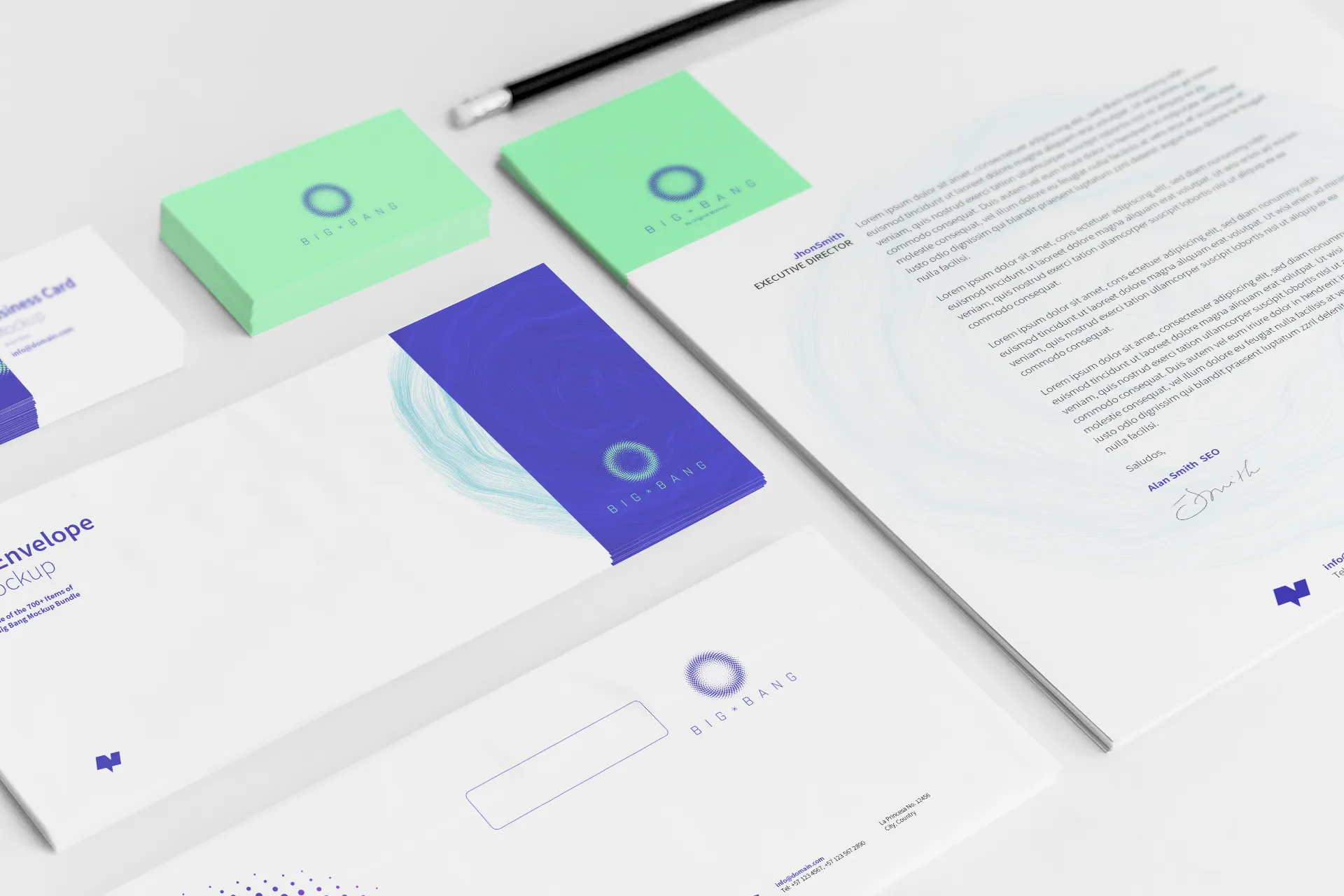 办公用品套装品牌VI设计效果预览图样机01 Stationery Mockup 01插图