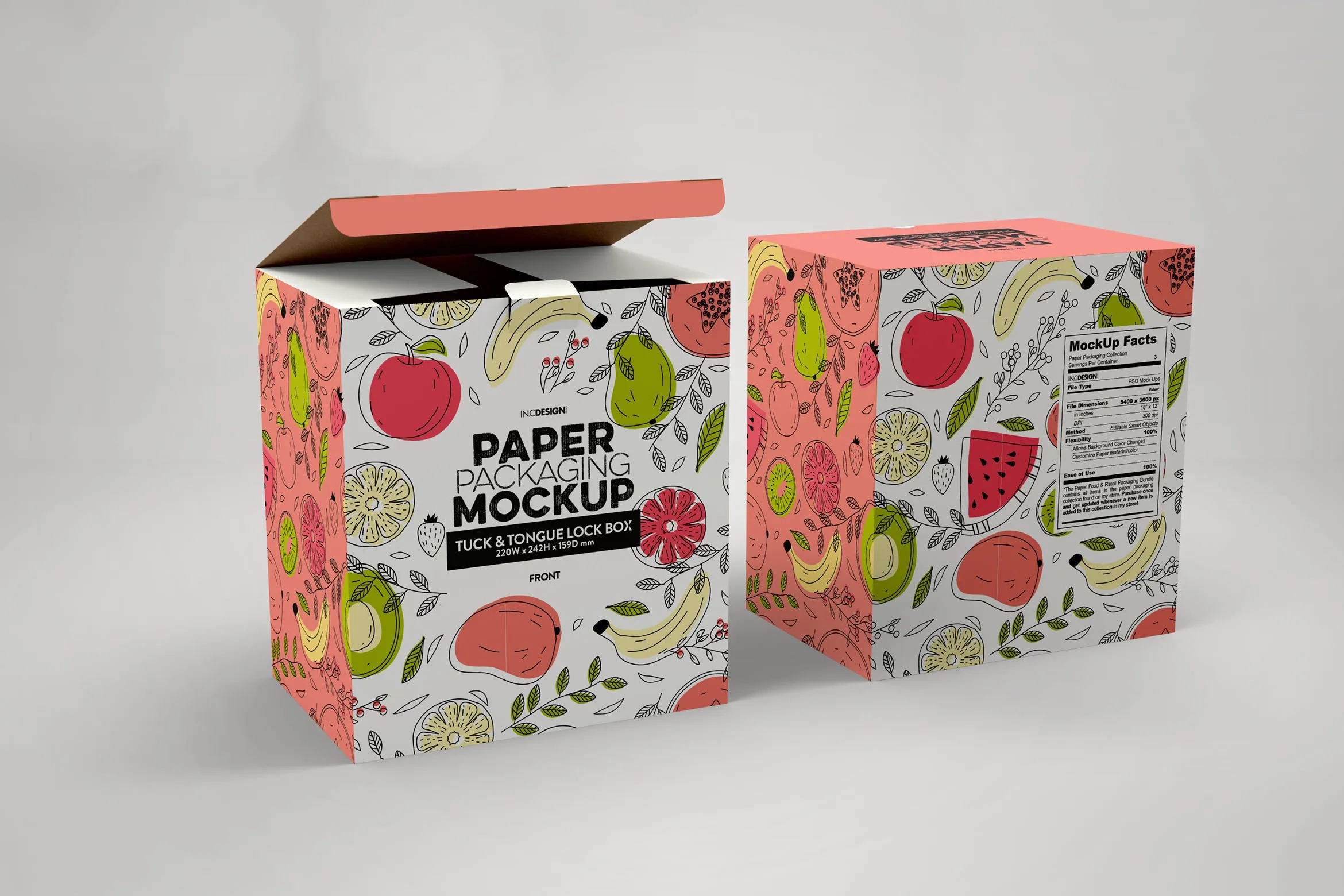 产品包装纸盒外观设计样机模板 Paper Box Tuckamp; Tongue Lock Mockup