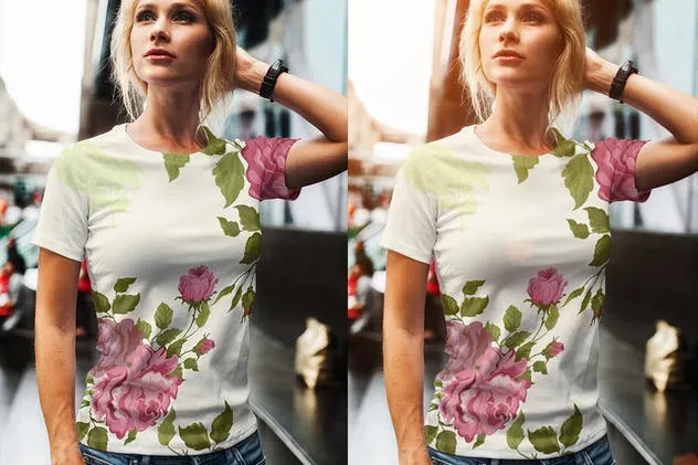 时尚模特上身效果T恤服装样机模板 T-Shirt Mock-Up Fashion Girl插图(8)