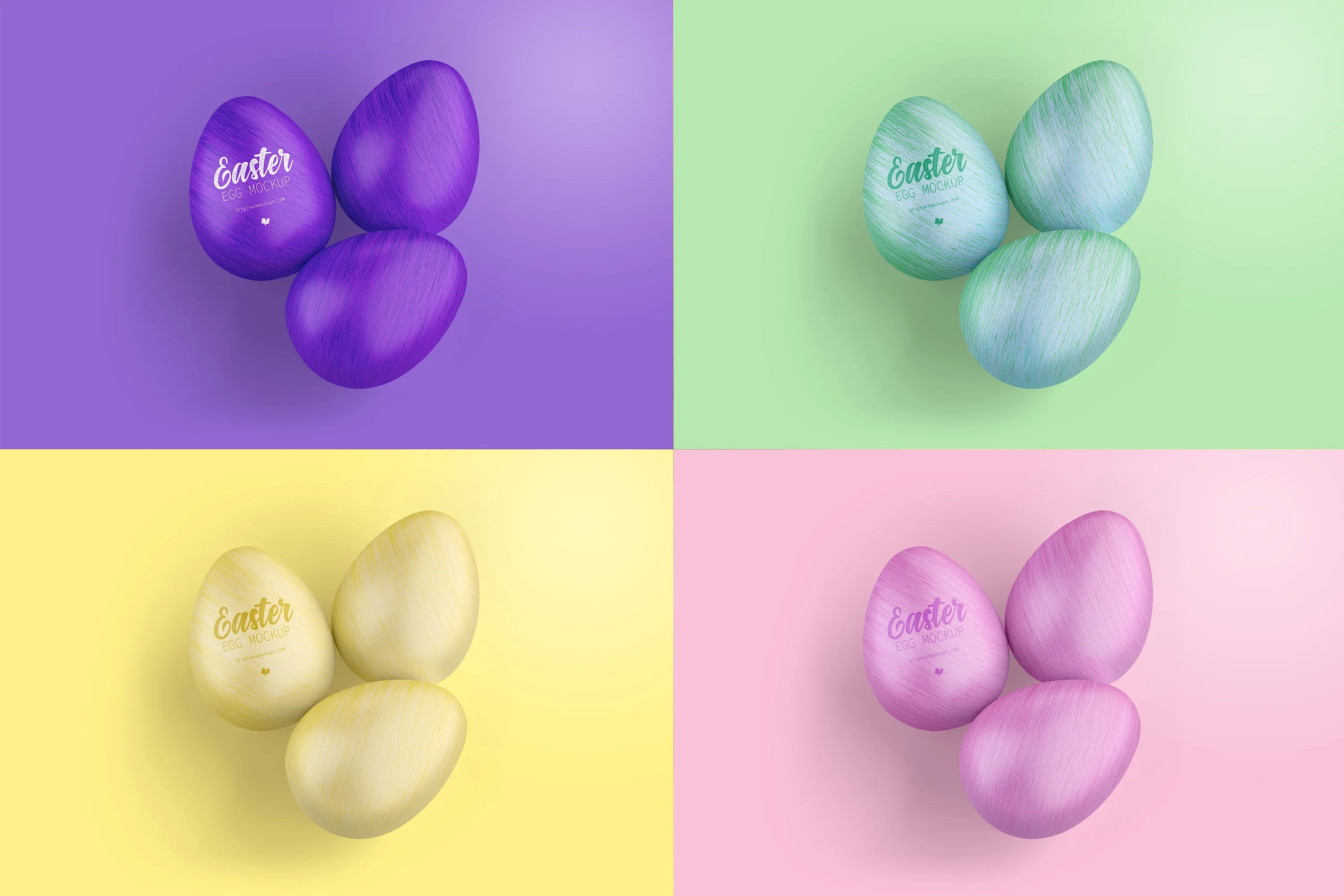 复活节彩蛋顶视图节日场景样机02 Easter Egg Mockup, Top View 02插图(1)