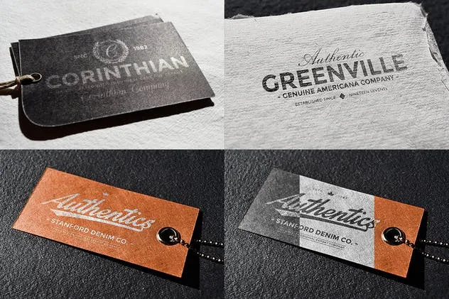 复古服饰吊牌印刷品牌Logo徽标样机套装Vol.2 Logo Mock-ups Vol.2插图(1)