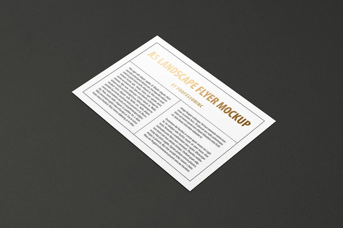 A5尺寸大小烫金设计风格宣传单效果图样机素材库精选模板 A5 Landscape Flyer Mockup — Foil Stamping Edition插图(8)