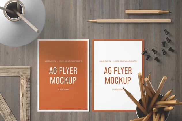 逼真A6纵向传单样机套装1 A6 Portrait Flyer Mockup Set 1插图(2)