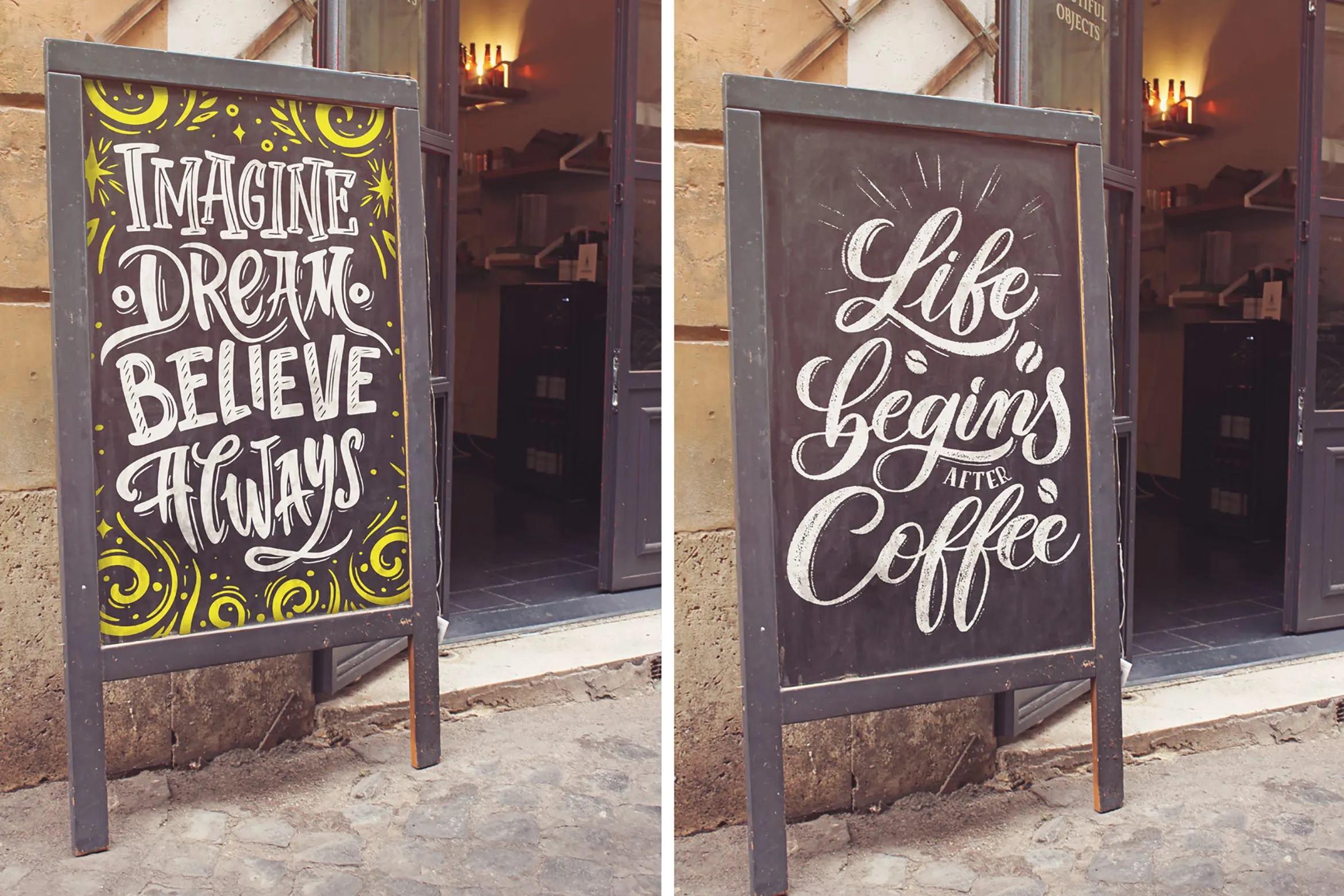 店铺门口黑板手绘告示牌样机模板 Slate Vertical Mockup