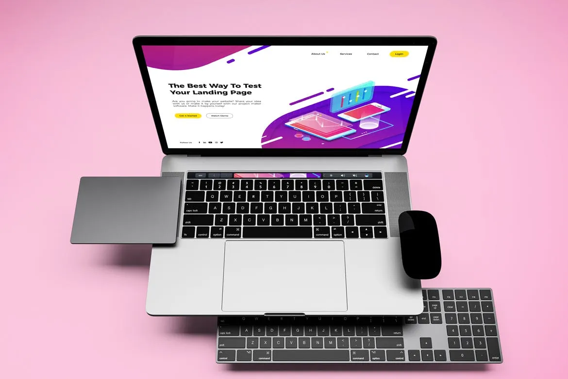 悬浮风格MacBook Pro笔记本电脑Web设计预览素材库精选样机v3 Macbook Pro Mockup V.3插图(7)
