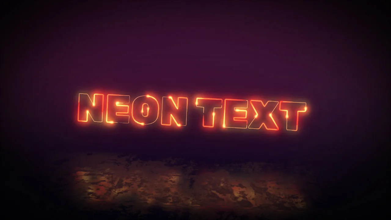 霓虹灯发光笔触文本展示ae模板