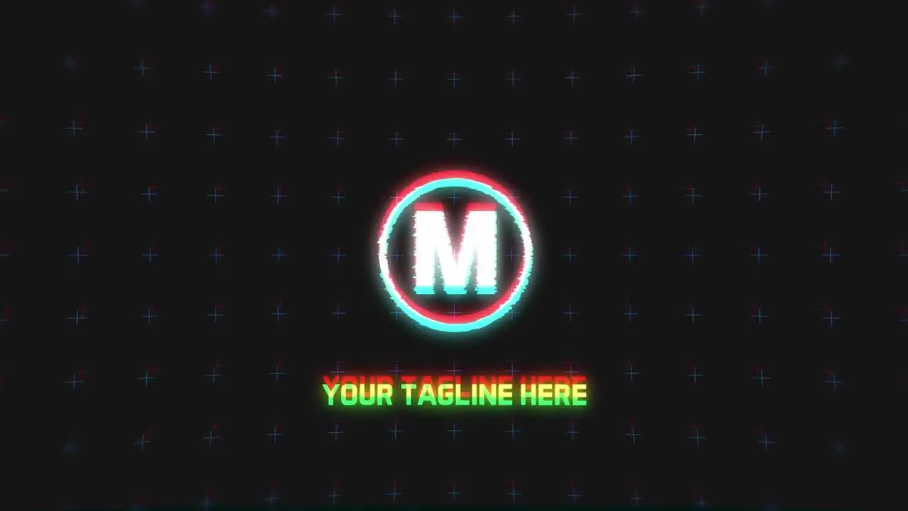 超现代活力时尚霓虹灯发光笔触徽标展示像素设计精选AE模板