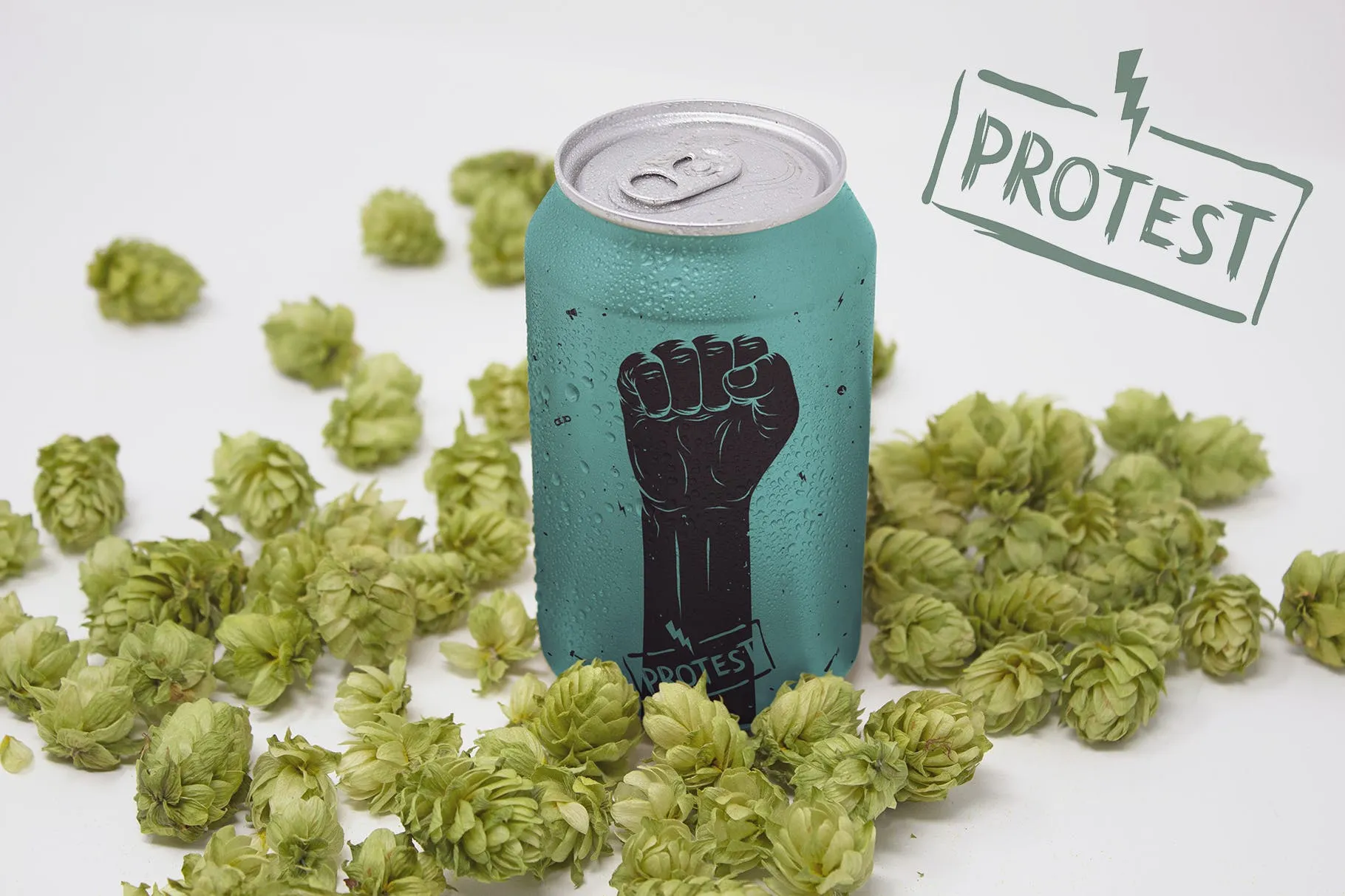 啤酒易拉罐罐头外观设计透视图素材库精选 Perspective Hop Beer Can Mockup插图(1)