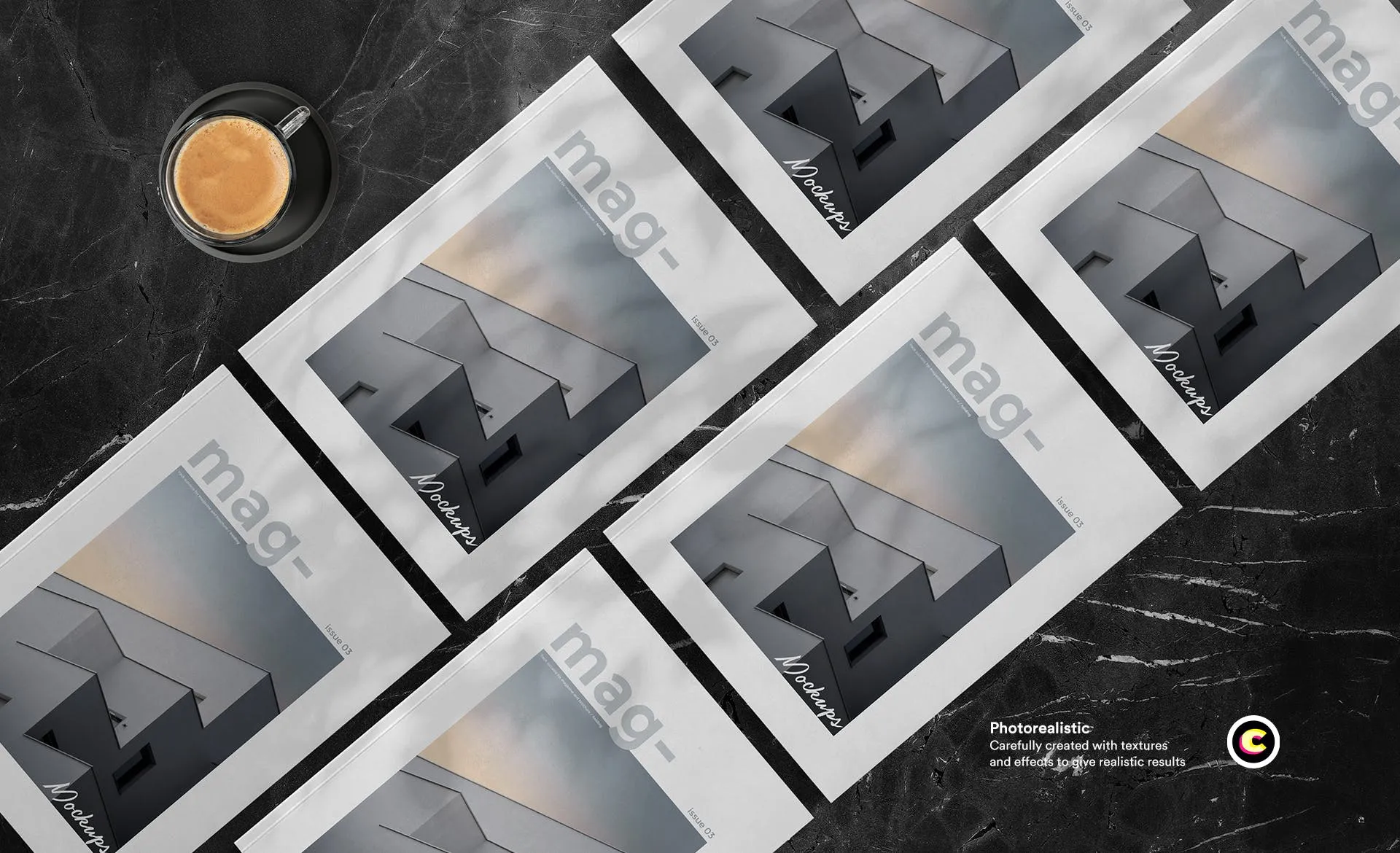 植物阴影大理石背景杂志版式设计预览样机素材库精选模板 Magazine Mock Up插图(2)