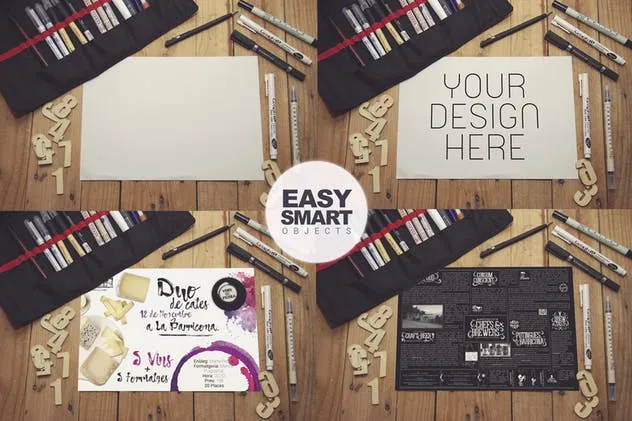 工作室桌面场景手绘创作作品展示样机素材库精选模板 Designing Sketch & Numbers插图(1)