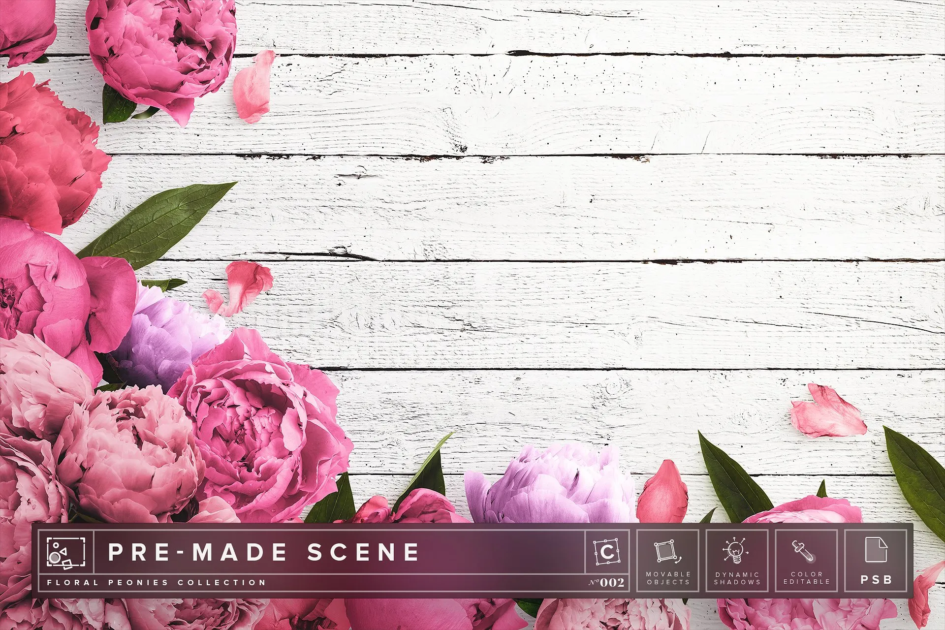 牡丹花场景样机模板 Floral Peonies Mockup Scene #002