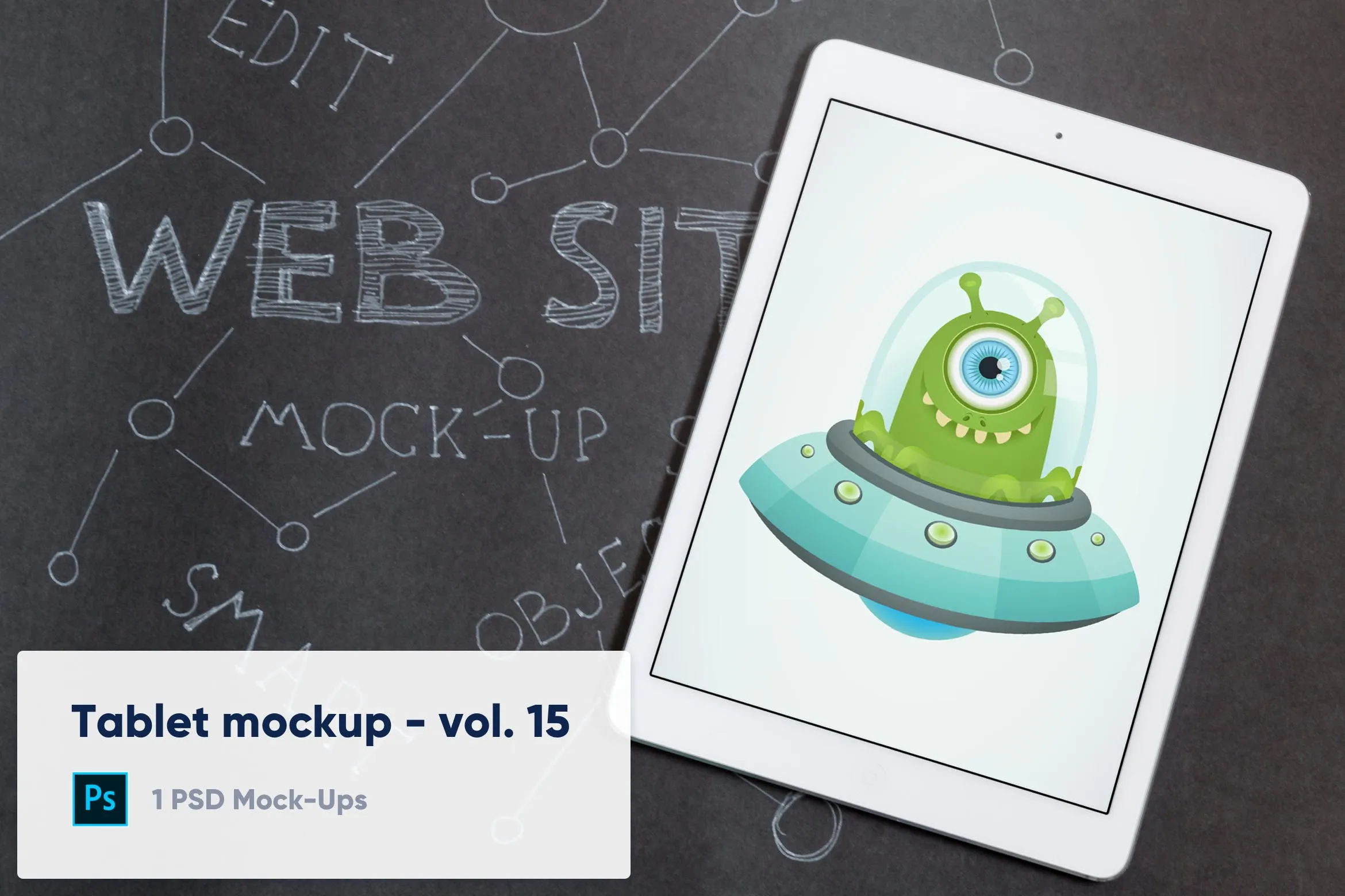 黑色图纸背景iPad平板电脑UI设计演示像素设计精选样机模板v15 Tablet on Black Paper Background Mockup#8211; Vol. 15