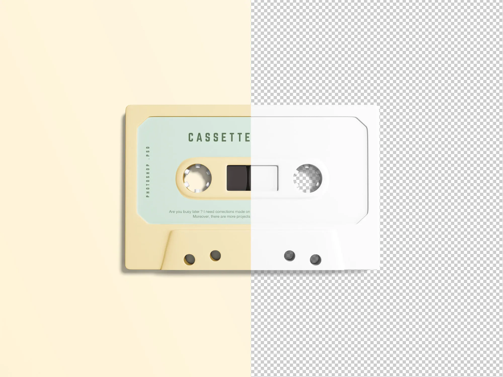 复古音乐磁带外观设计样机模板 Simple Cassette Mockup插图(2)