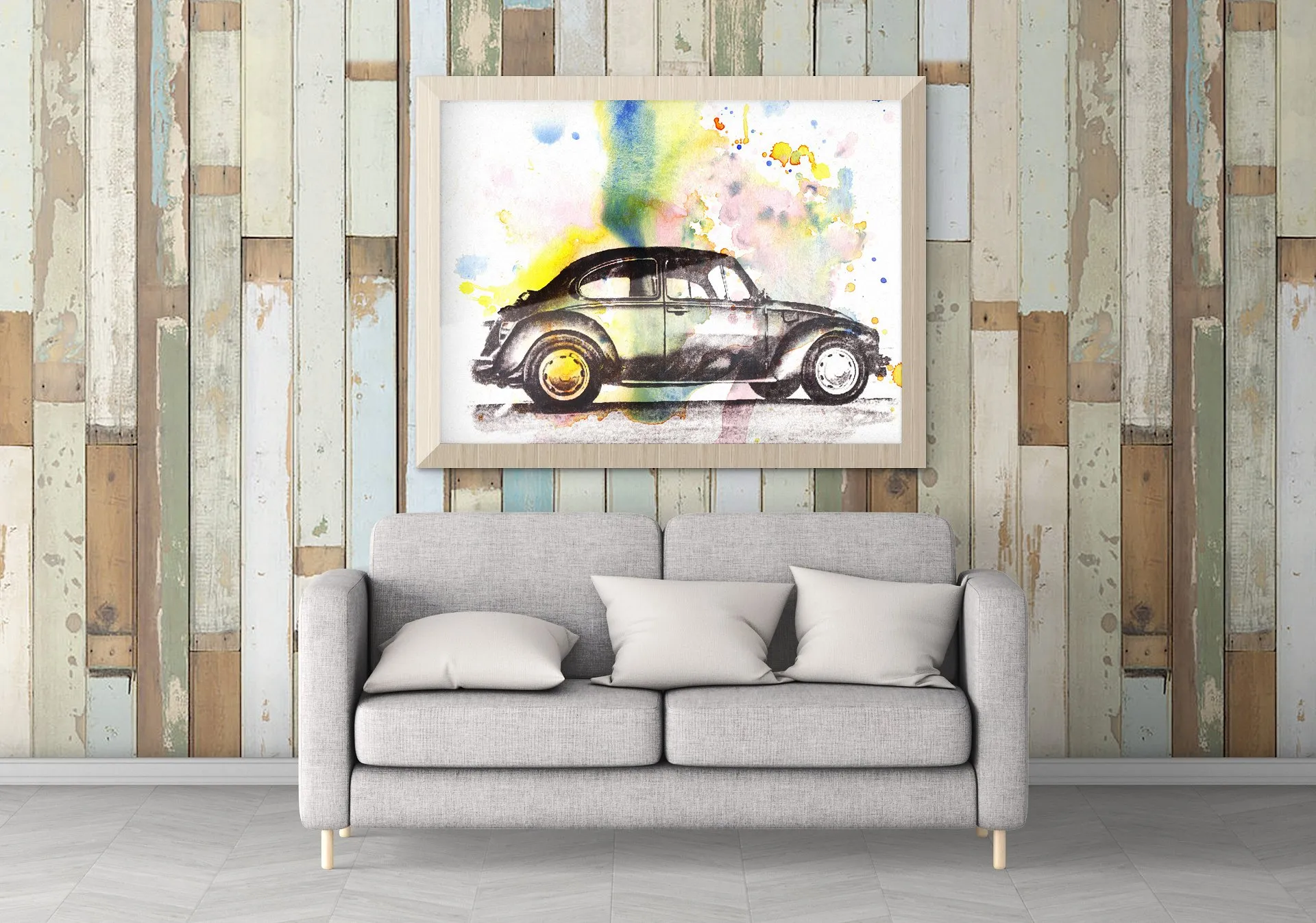 时尚简约的画框和墙壁样机插图(1)