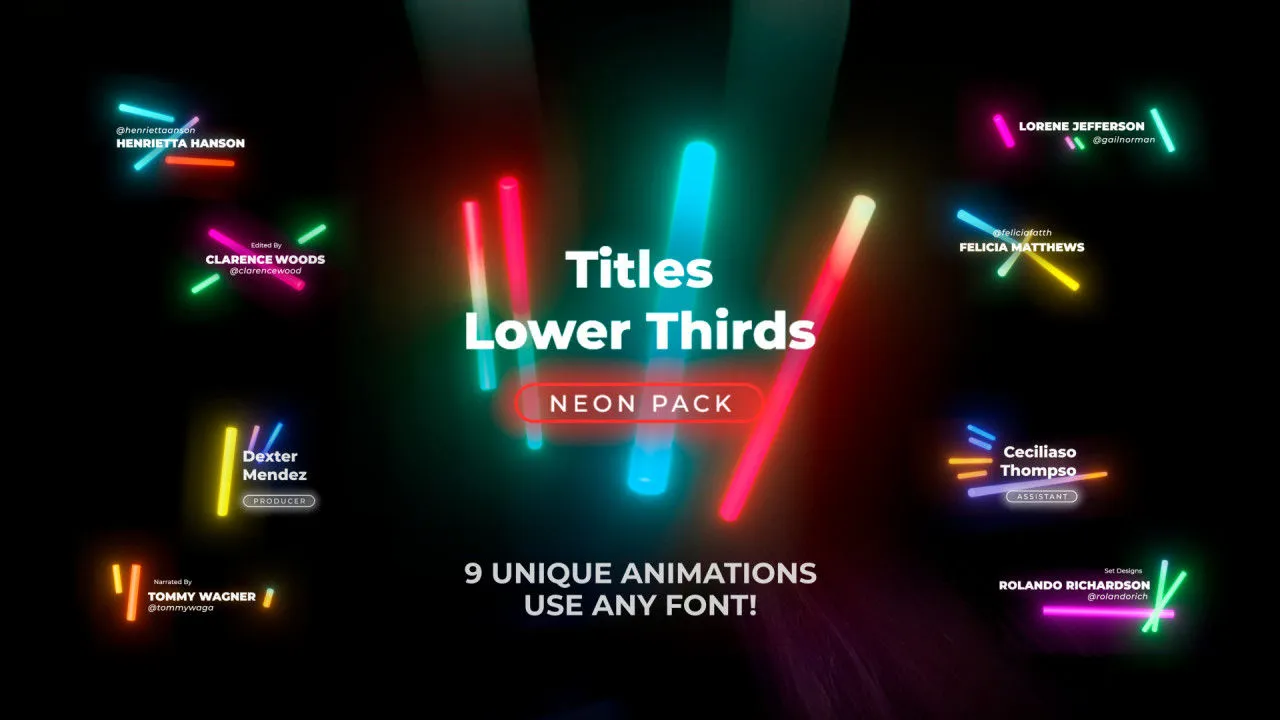 低三分之二的霓虹灯动画集合像素设计精选AE模板